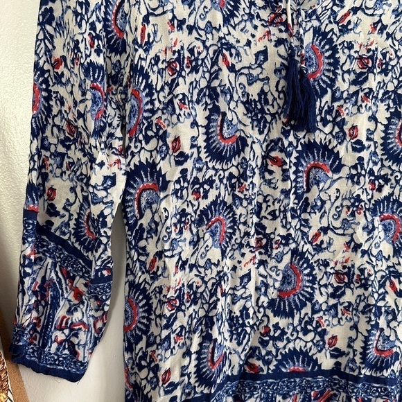 Anthropologie Lucy & Laurel Blue Floral Blouse - Picture 2 of 3